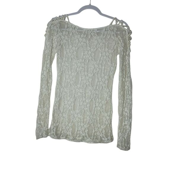 Free People Intimately Top Women Small White Lace Long Sleeve Bodycon Coquette - Picture 2 of 9
